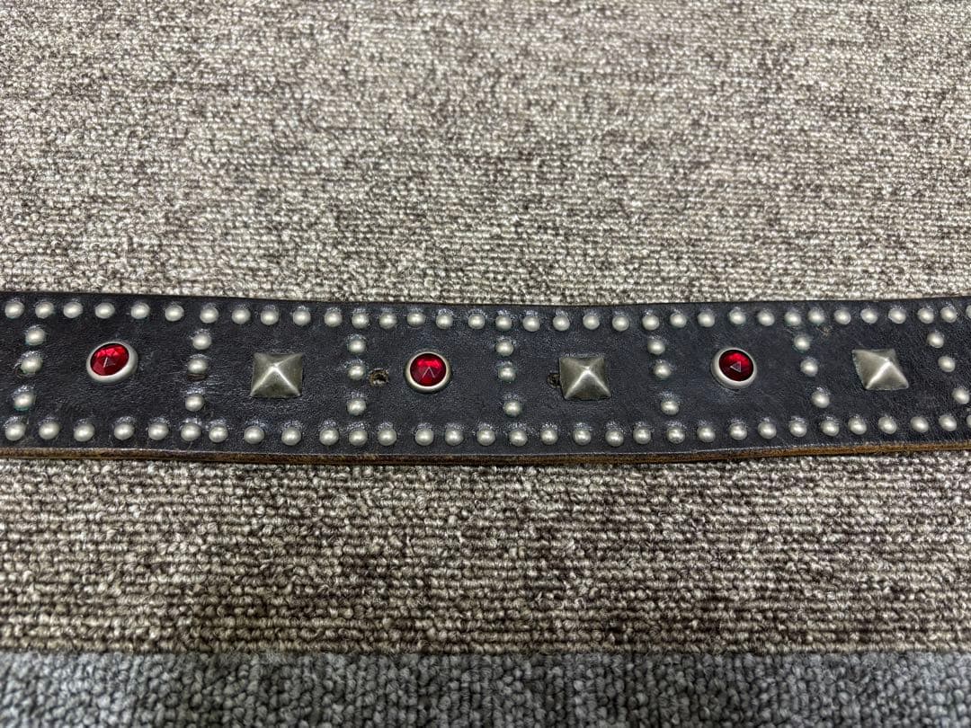 HTC スタッズ付きレザー ベルト 黒 vintageレザー