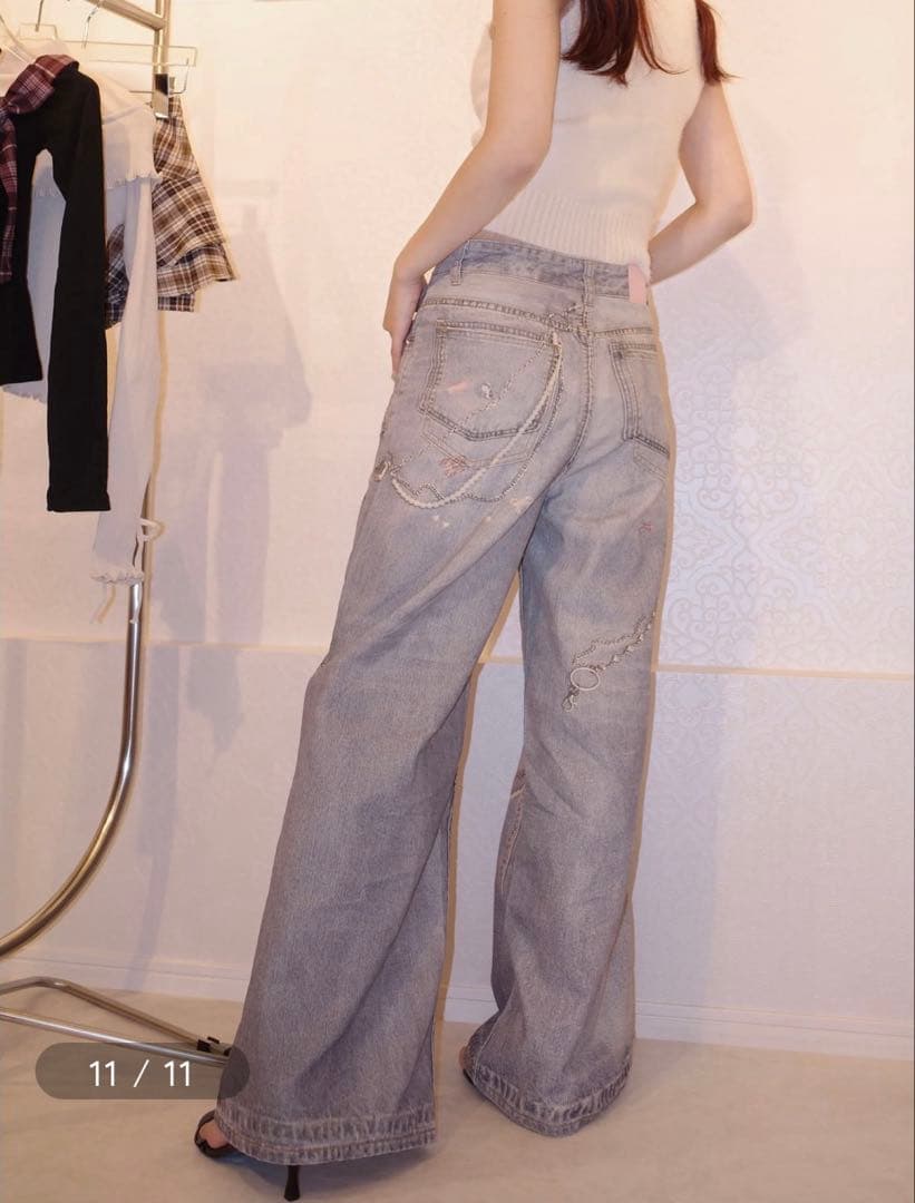 pomme d'amour トイプリントデニムtoy print denim