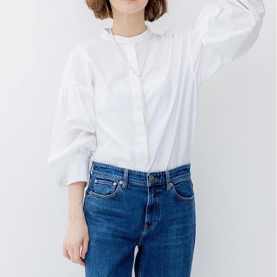 タグ付 23区 洗える CANCLINI ボリュームスリーブ シャツ 大きい