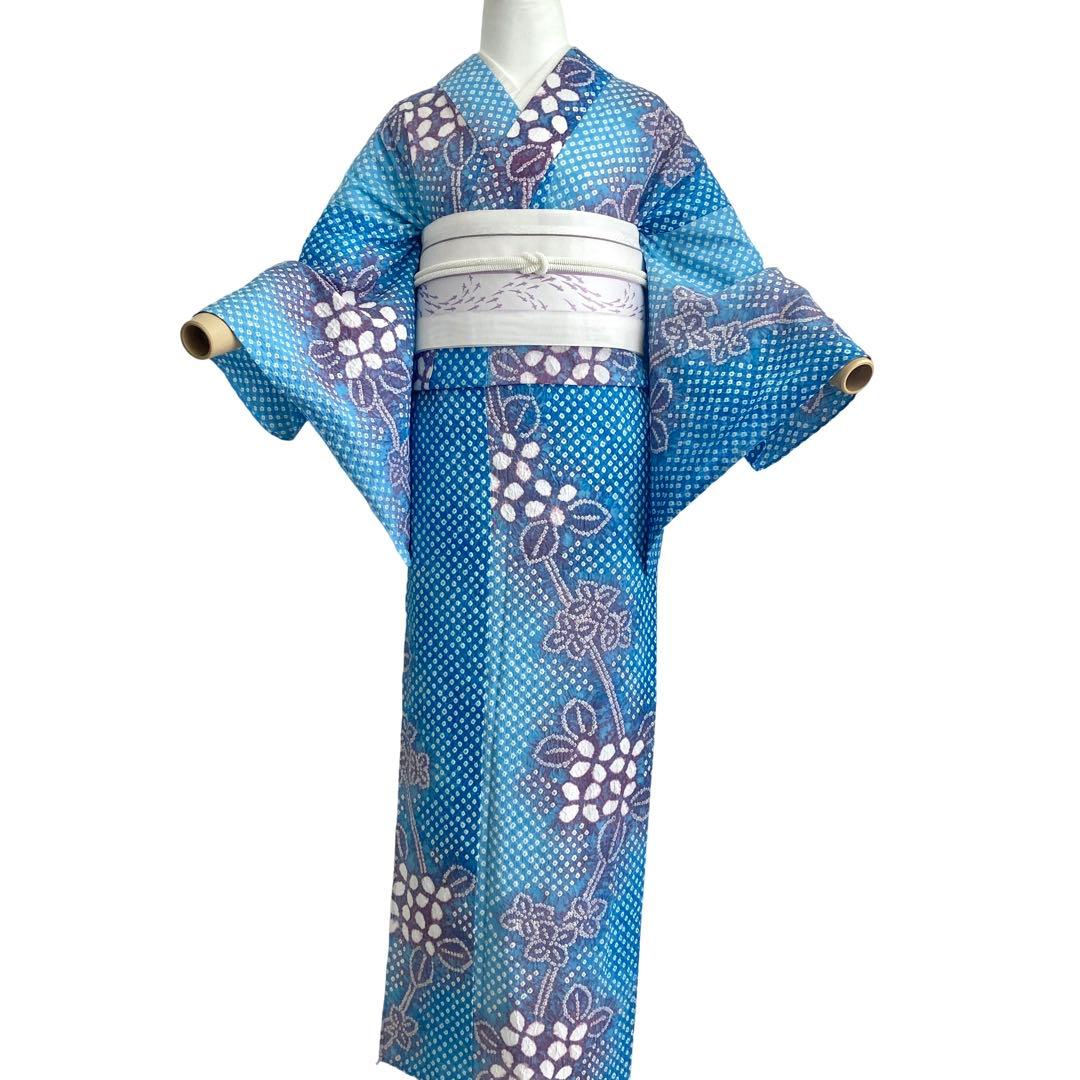 ★ QPです★新品未使用品　紫陽花　有松絞り　絞り浴衣　 浴衣　NO7