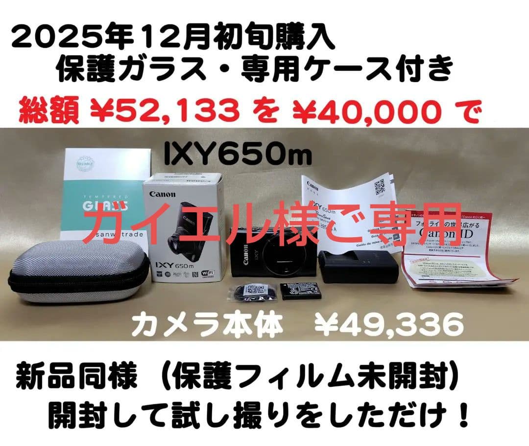 Canon IXY 650m 保護ガラス・専用ケース付き
