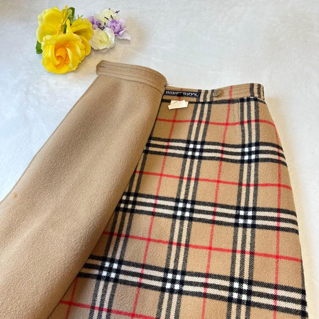 美品✨バーバリー　ラップ(巻き)スカート　リバーシブル　ノバチェック　ミモレ丈