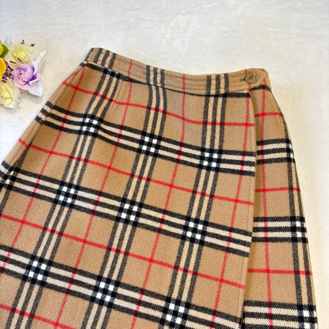 美品✨バーバリー　ラップ(巻き)スカート　リバーシブル　ノバチェック　ミモレ丈