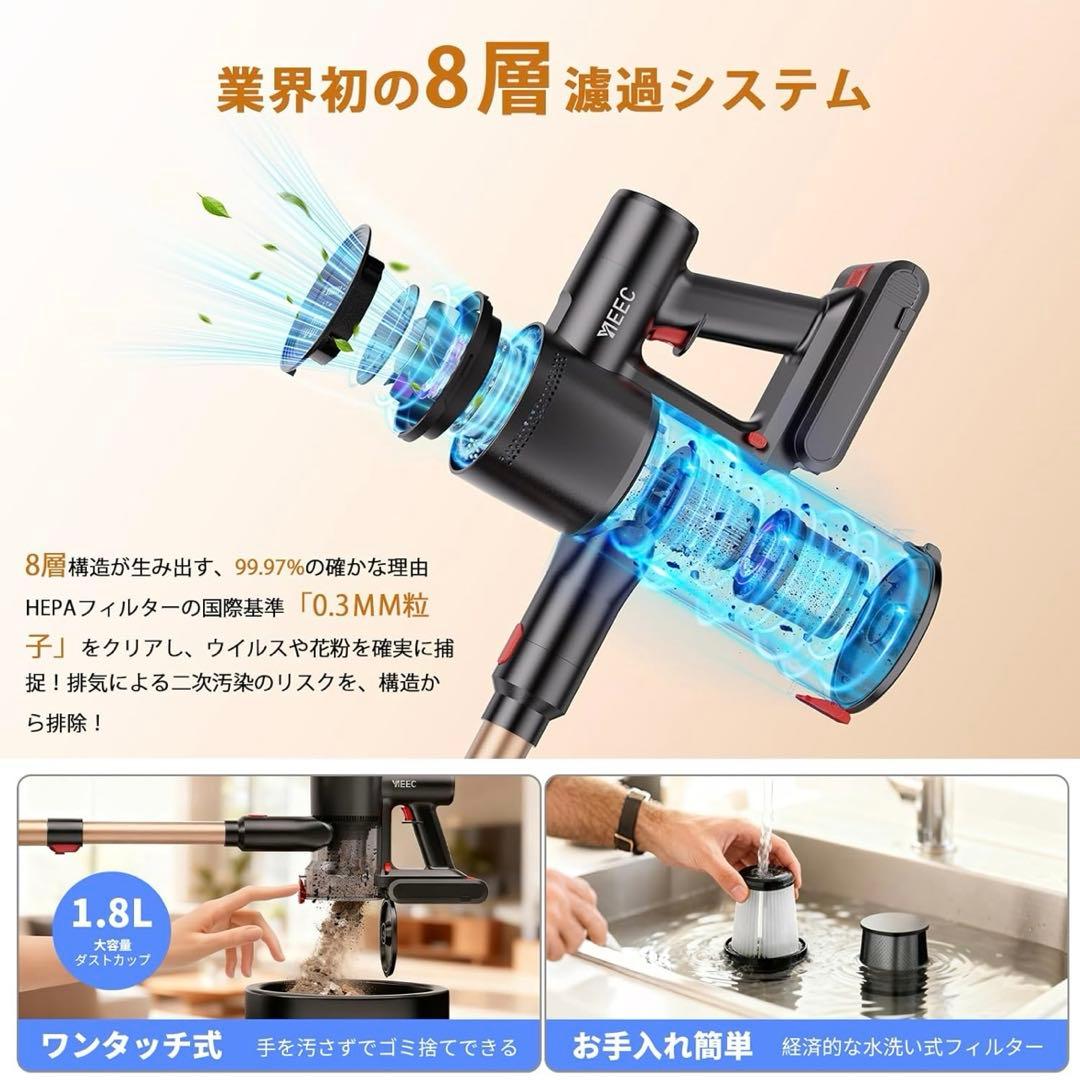 掃除機コードレス・軽量 サイクロン式 スティッククリーナー２WAY スタンド付き