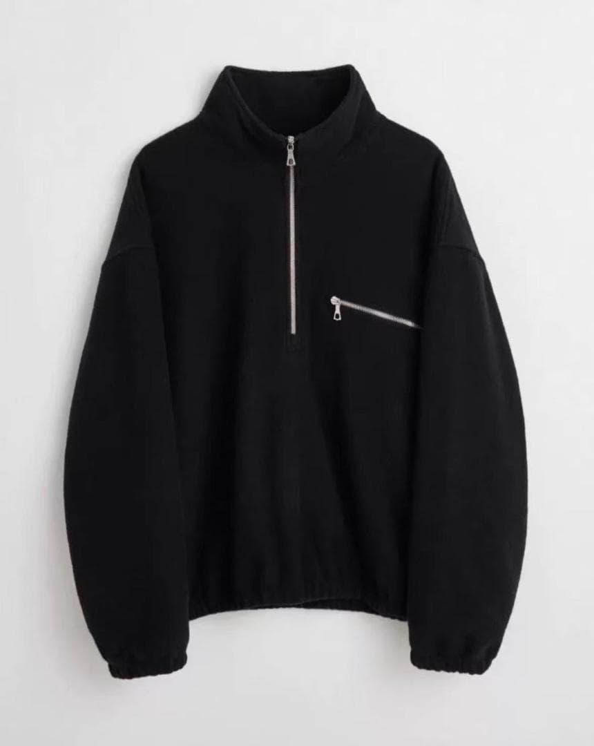 rier 黒 フリース ハーフジップ トレーナー L