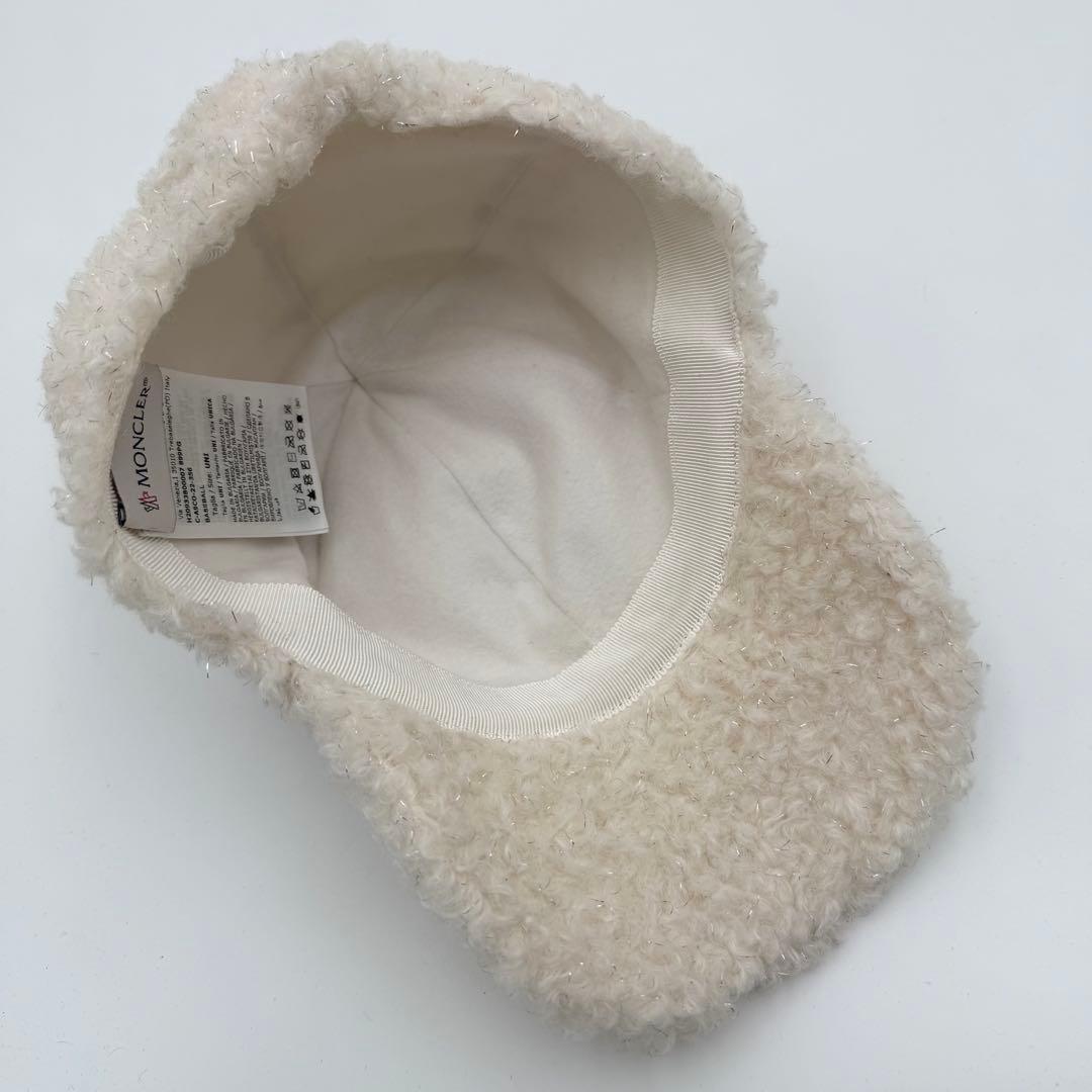 美品✨ MONCLER ベースボールキャップ ボア ホワイト ロゴマーク