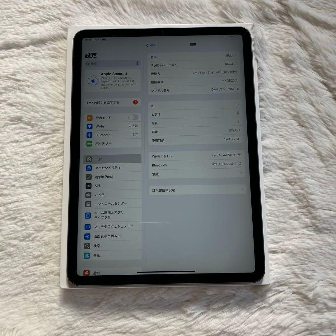 【1/25販売終了】iPad Pro 11インチ 第2世代 512GB 【発送】