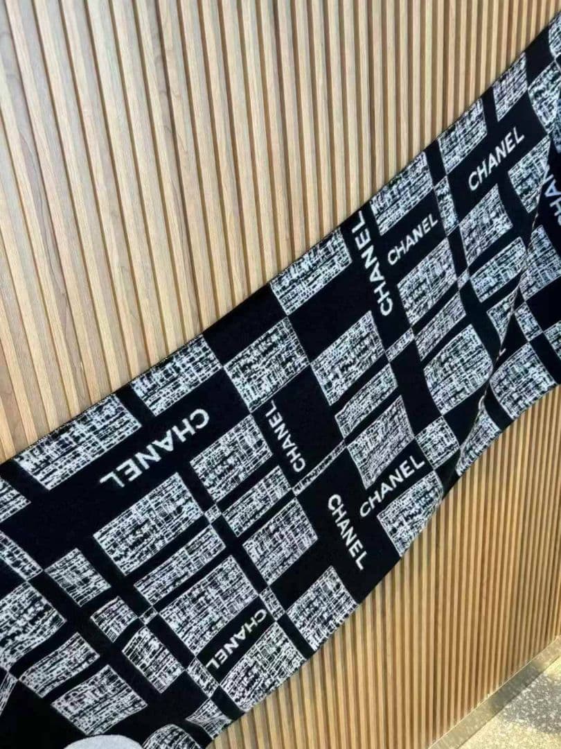 お値下げ！CHANEL　ストール　マフラー カシミアシルク　ブラック