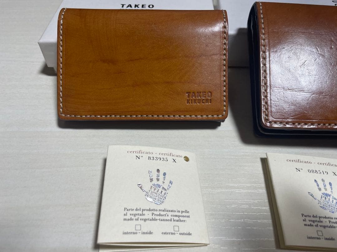 【必見】キクチタケオの牛革製 長財布と名刺入れとキーケースの三点セットキャメル