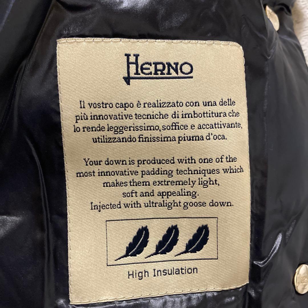 美品　HERNO ヘルノ　エコファーポケット　 ショートダウンジャケット　42