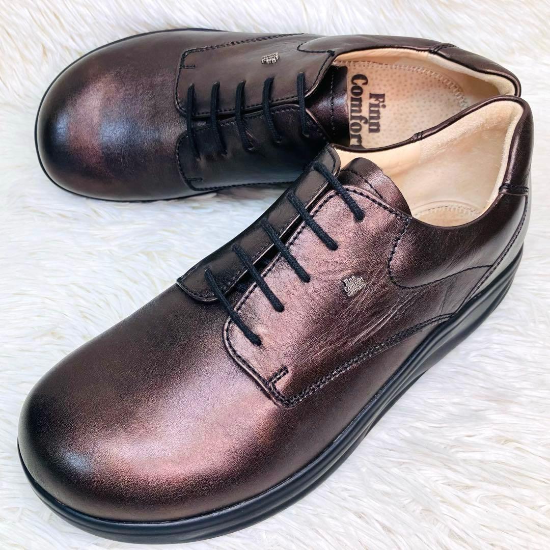 【新品未使用】Finn Comfort :size 6レースアップ 光沢ブラウン