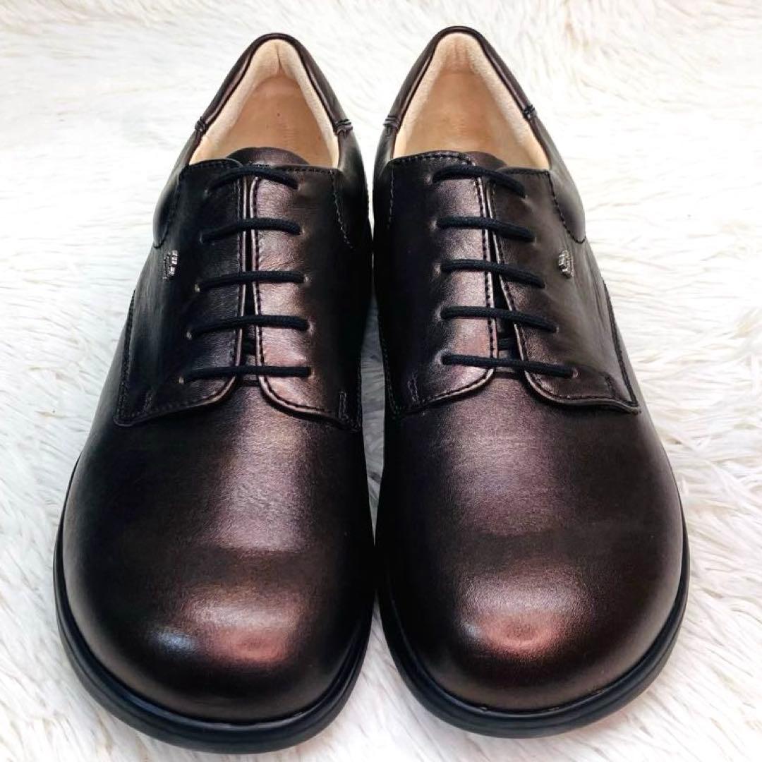 【新品未使用】Finn Comfort :size 6レースアップ 光沢ブラウン