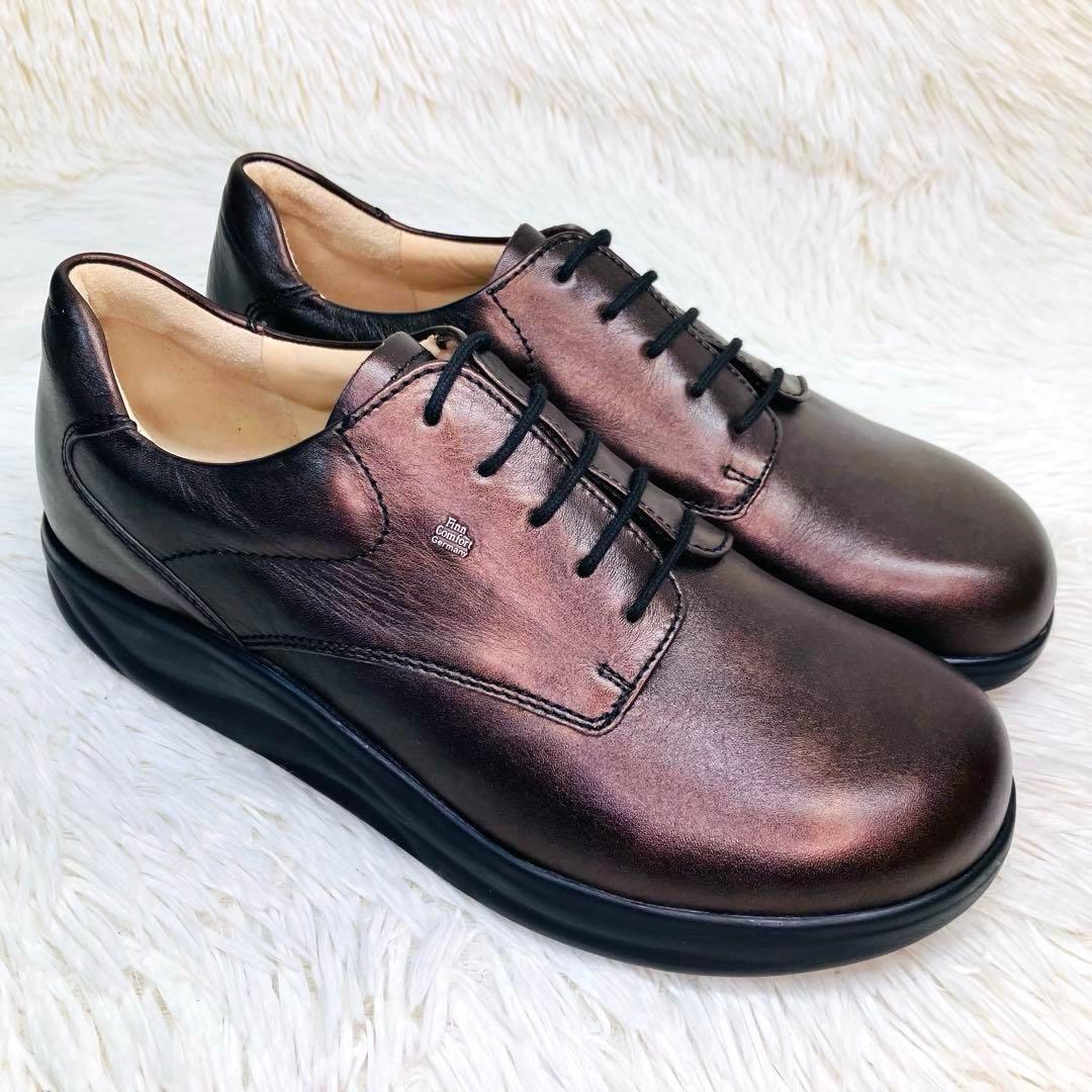 【新品未使用】Finn Comfort :size 6レースアップ 光沢ブラウン