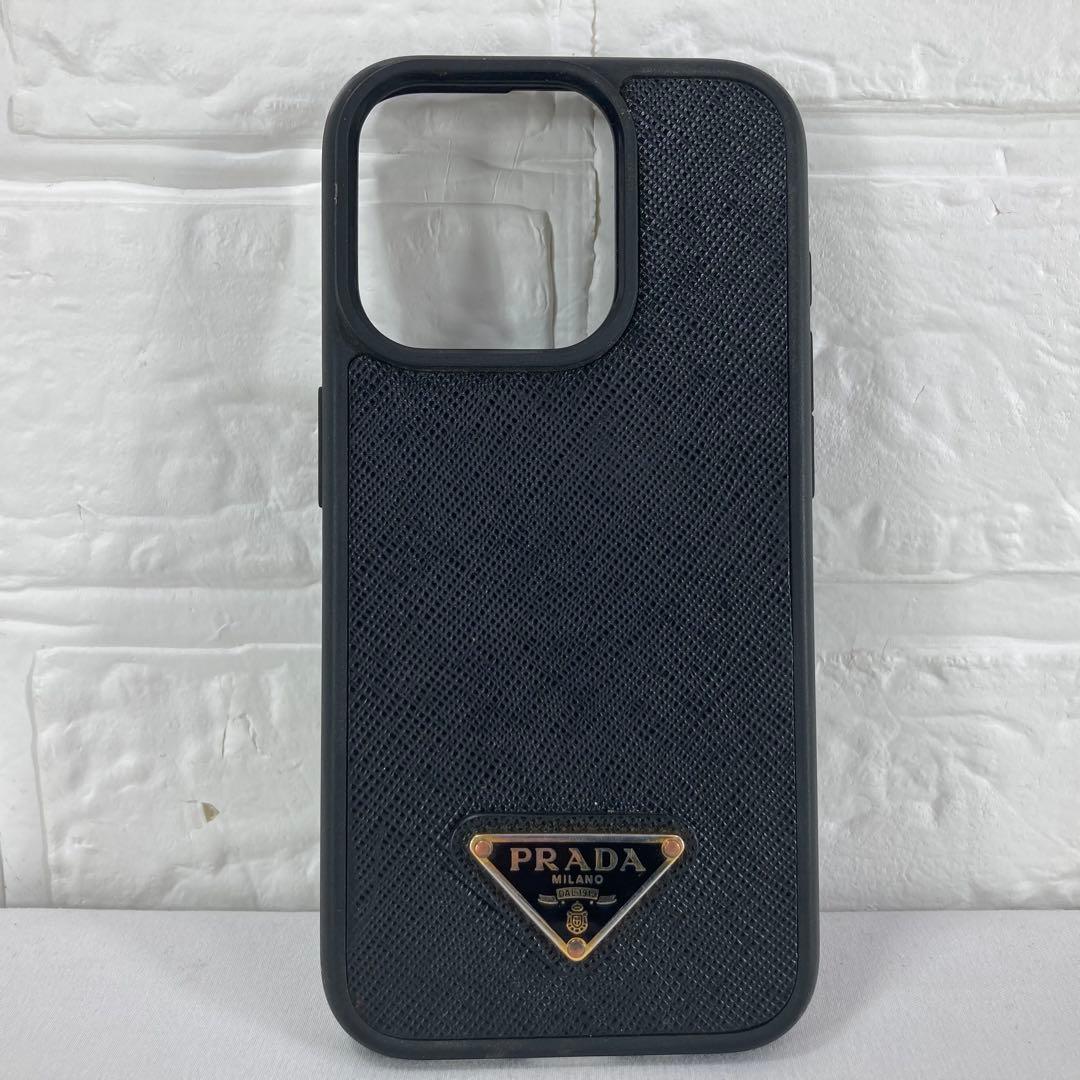 【美品】PRADA プラダ iPhone15PRO用ケース ブラック 三角ロゴ