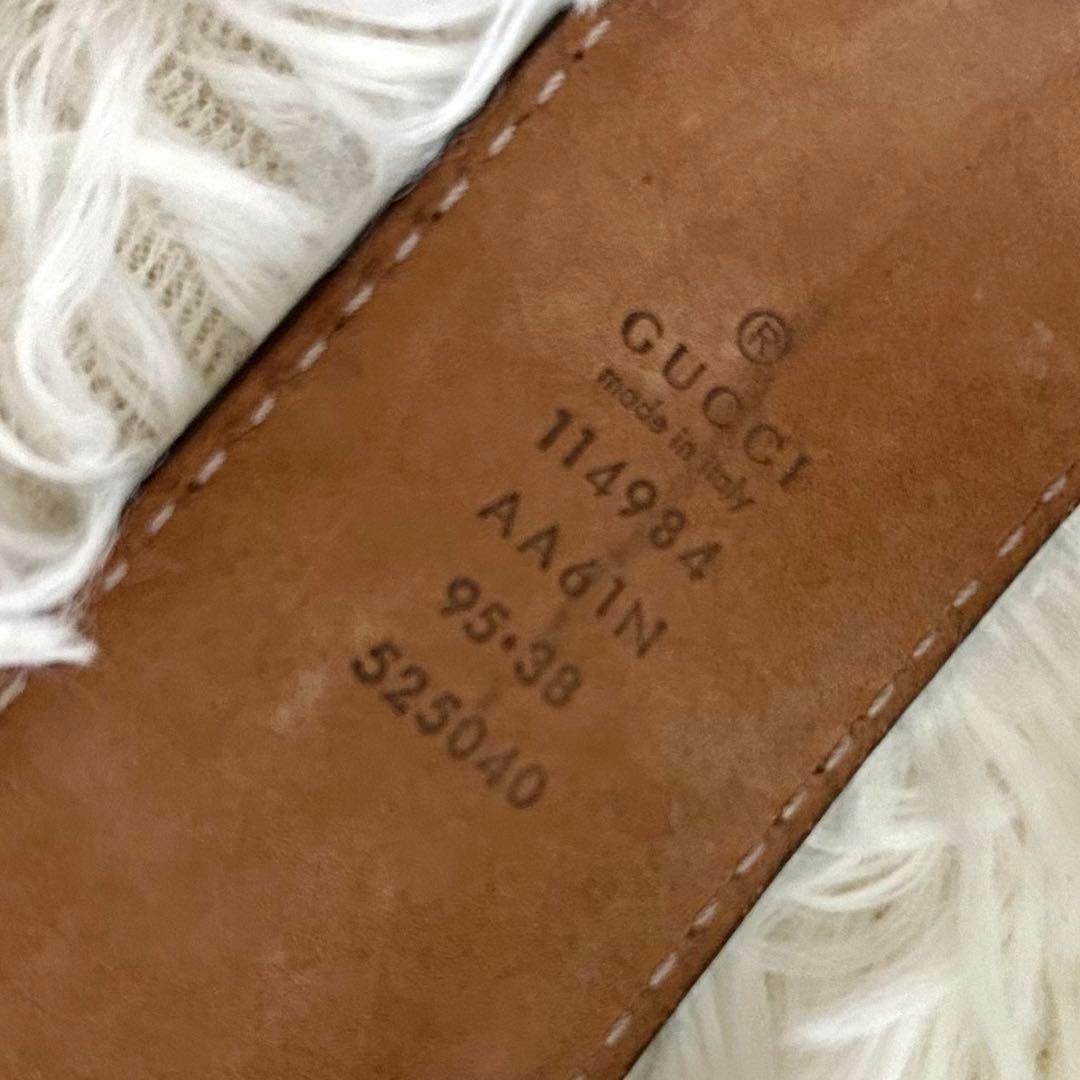GUCCI ベルト　レザー　シマ　GG柄　ベージュ　ブラウン　114984
