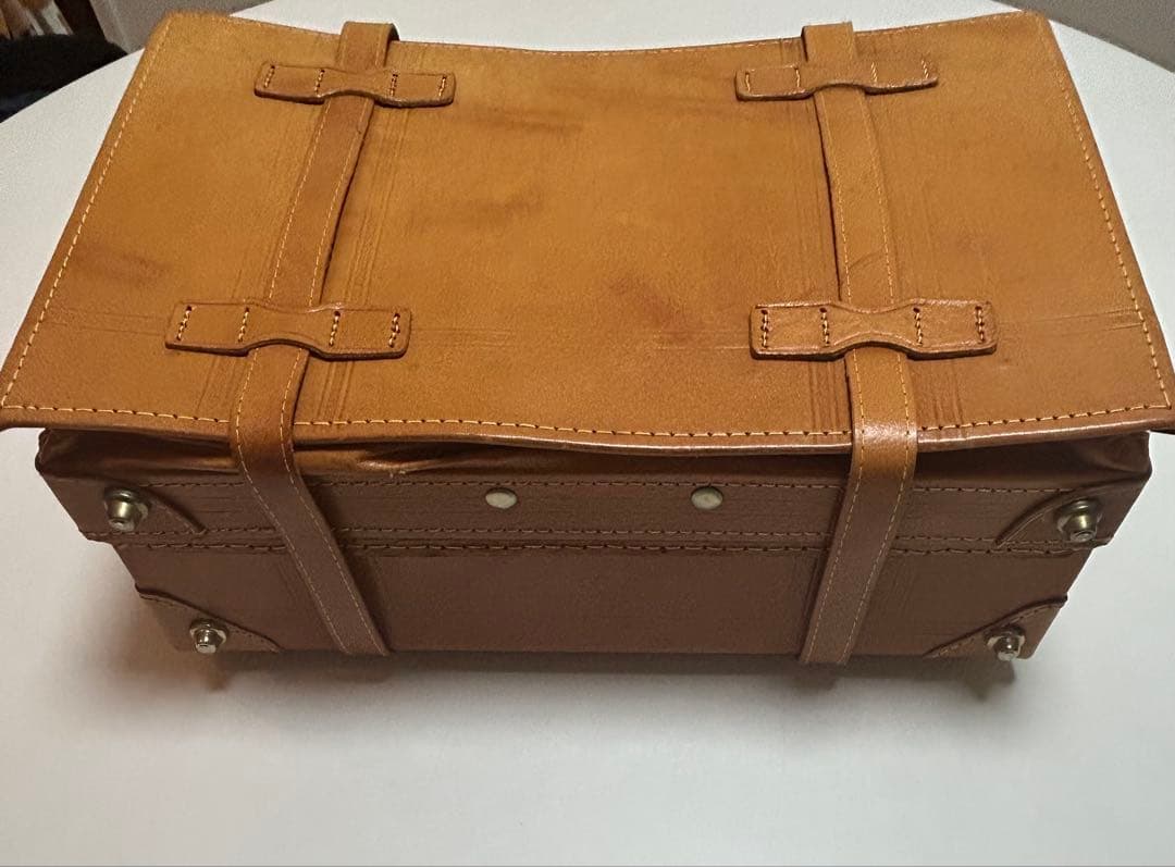 アサヒビール 本革 ミニトランク 旅行バッグ 5KJ98 アンティーク