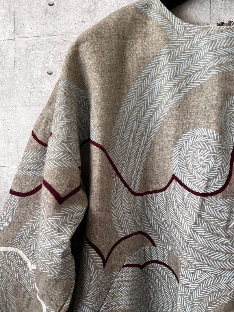 ☆美品【KAMISHIMA CHINAMI YELLOW】波模様柄長袖ワンピース