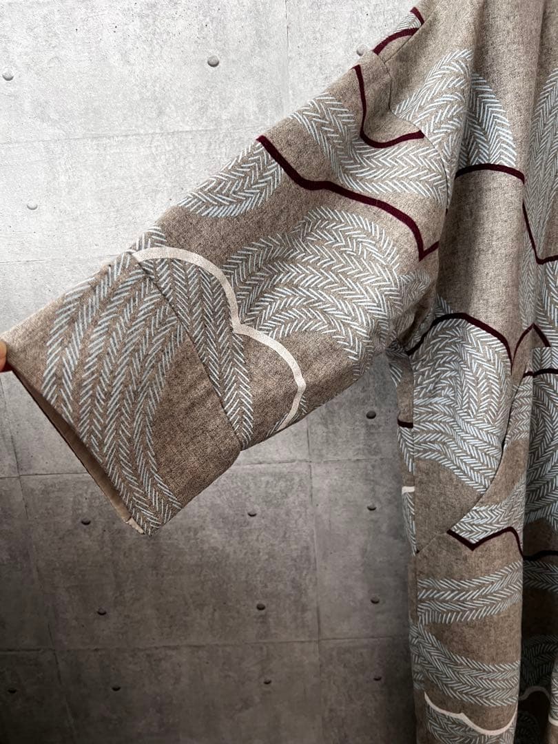 ☆美品【KAMISHIMA CHINAMI YELLOW】波模様柄長袖ワンピース