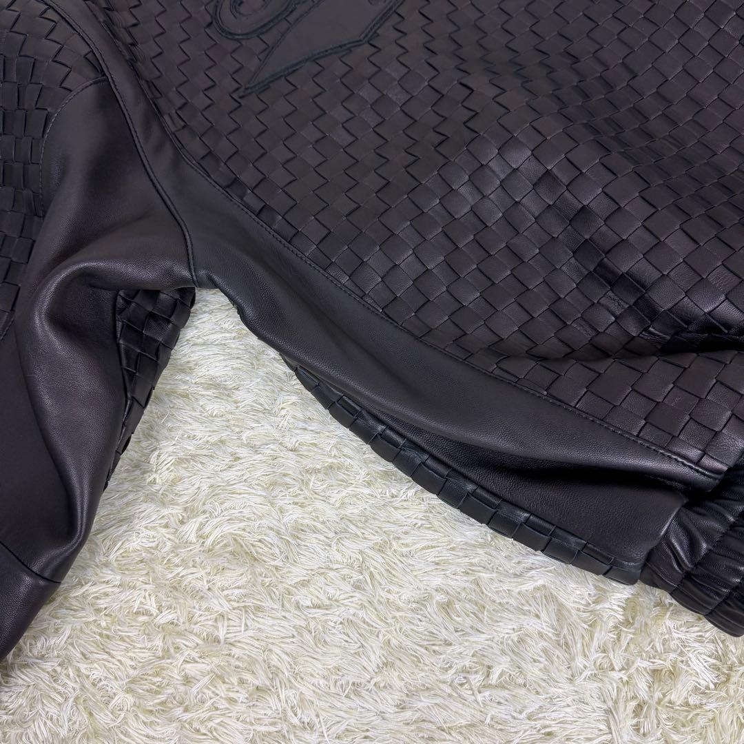 【L】 Supreme woven leather varsity jacket