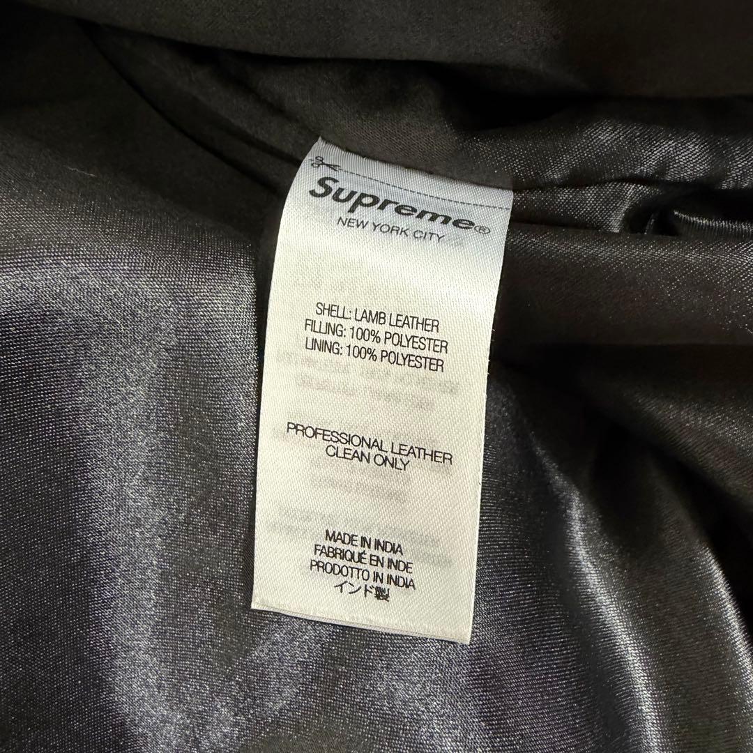 【L】 Supreme woven leather varsity jacket