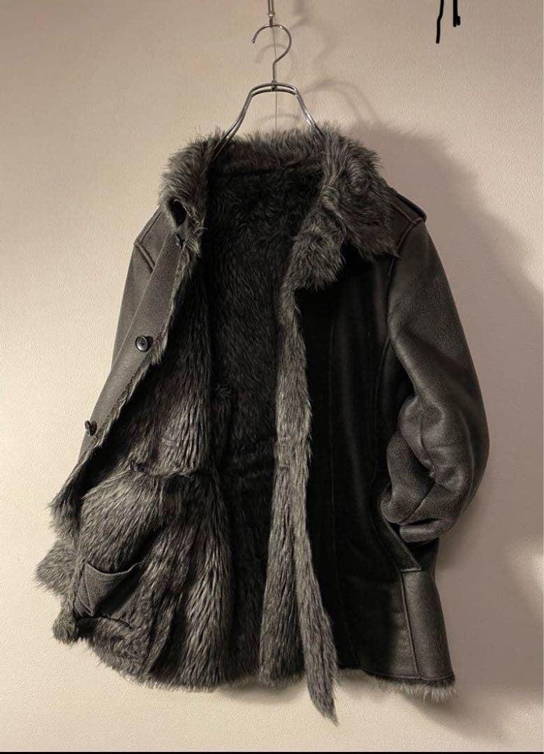 90's vintage ファー レザー ブルゾン ジャケット