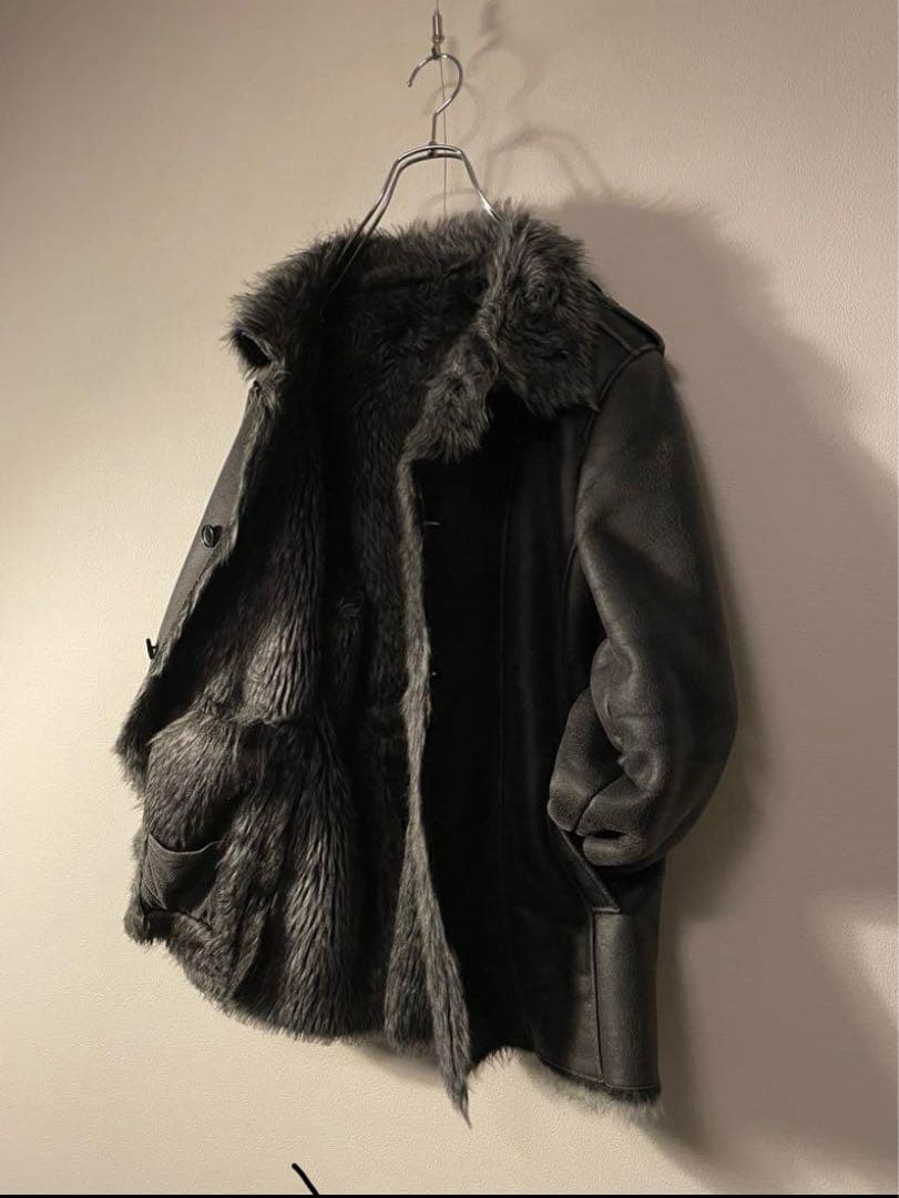 90's vintage ファー レザー ブルゾン ジャケット