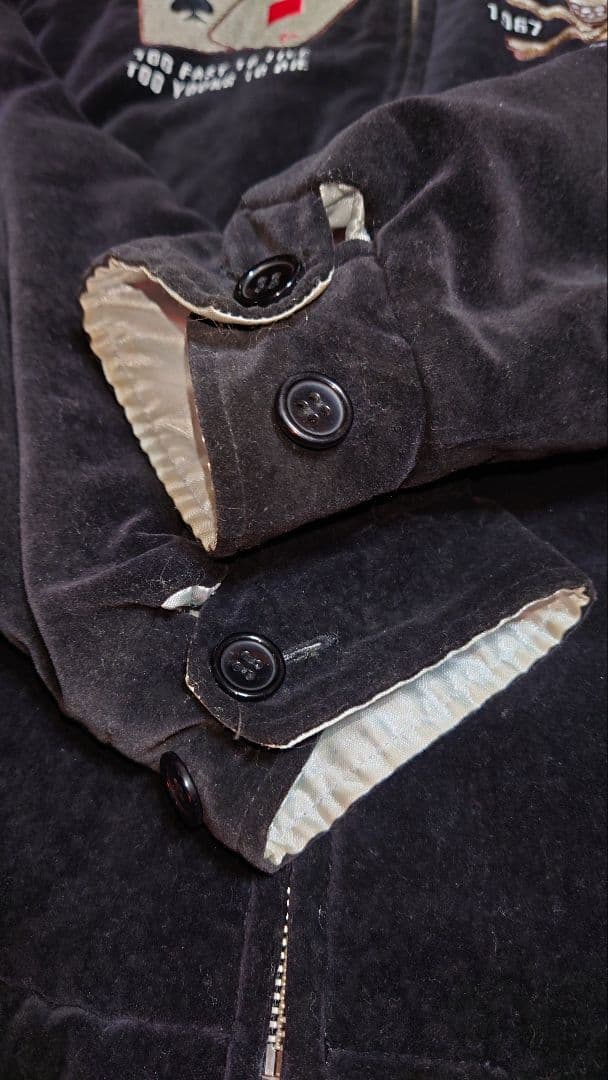 稀少　クリームソーダ　ブラックキャッツ　襟付き　別珍　スカジャン　Lサイズ