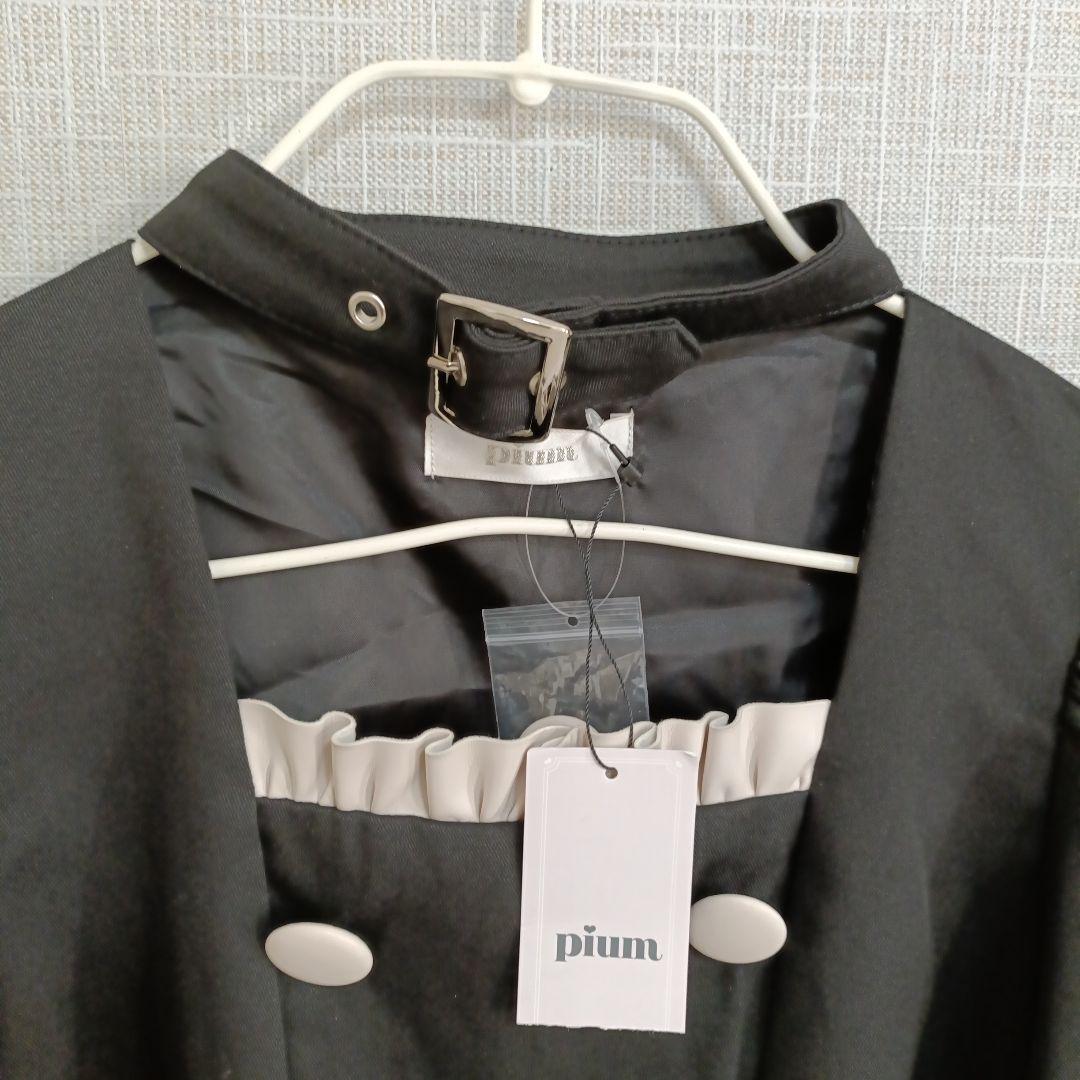 【未使用タグ付】pium チョーカーベルトフリルトップス　ブラック