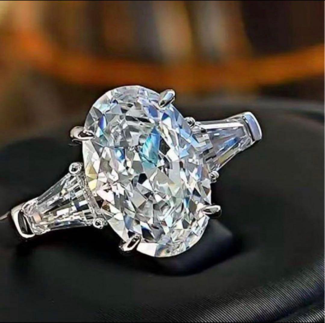 最高級　モアサナイトダイヤ　オーバルカット リング3.5カラット