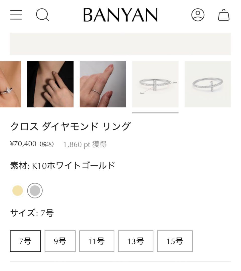 BANYAN クロスリング 13号 シルバー