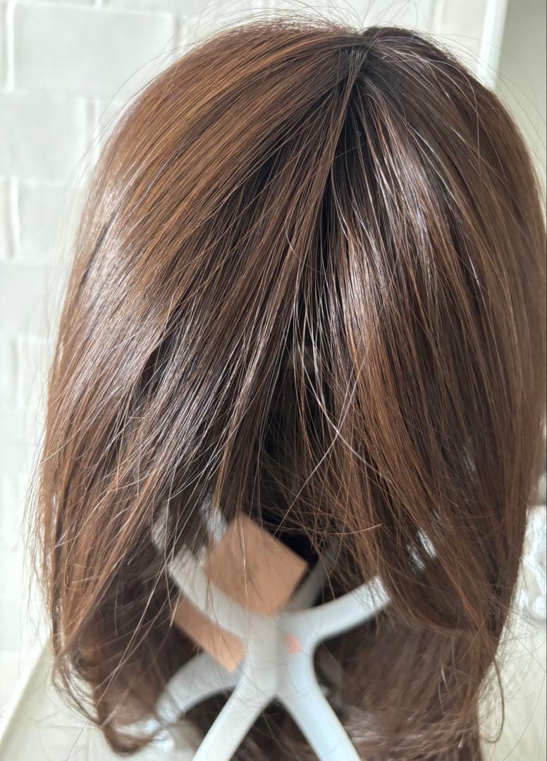 【さくらさん専用】ピンクエイジ　セミ手植えフルウィッグ　レイヤードCカールパーマ