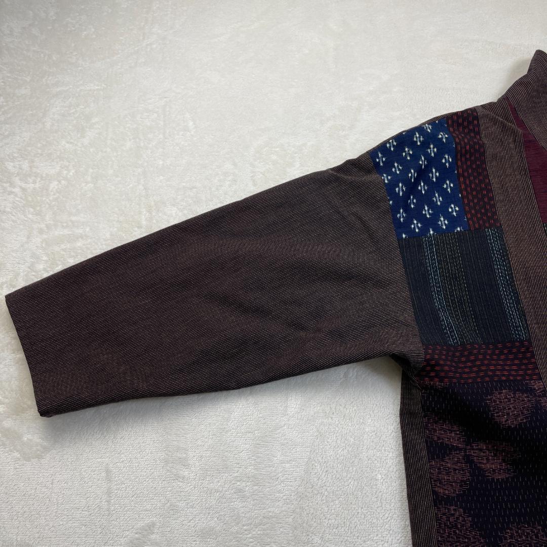 儀右ヱ門　リバーシブルパッチワークコート　ストライプ　　ギエモン