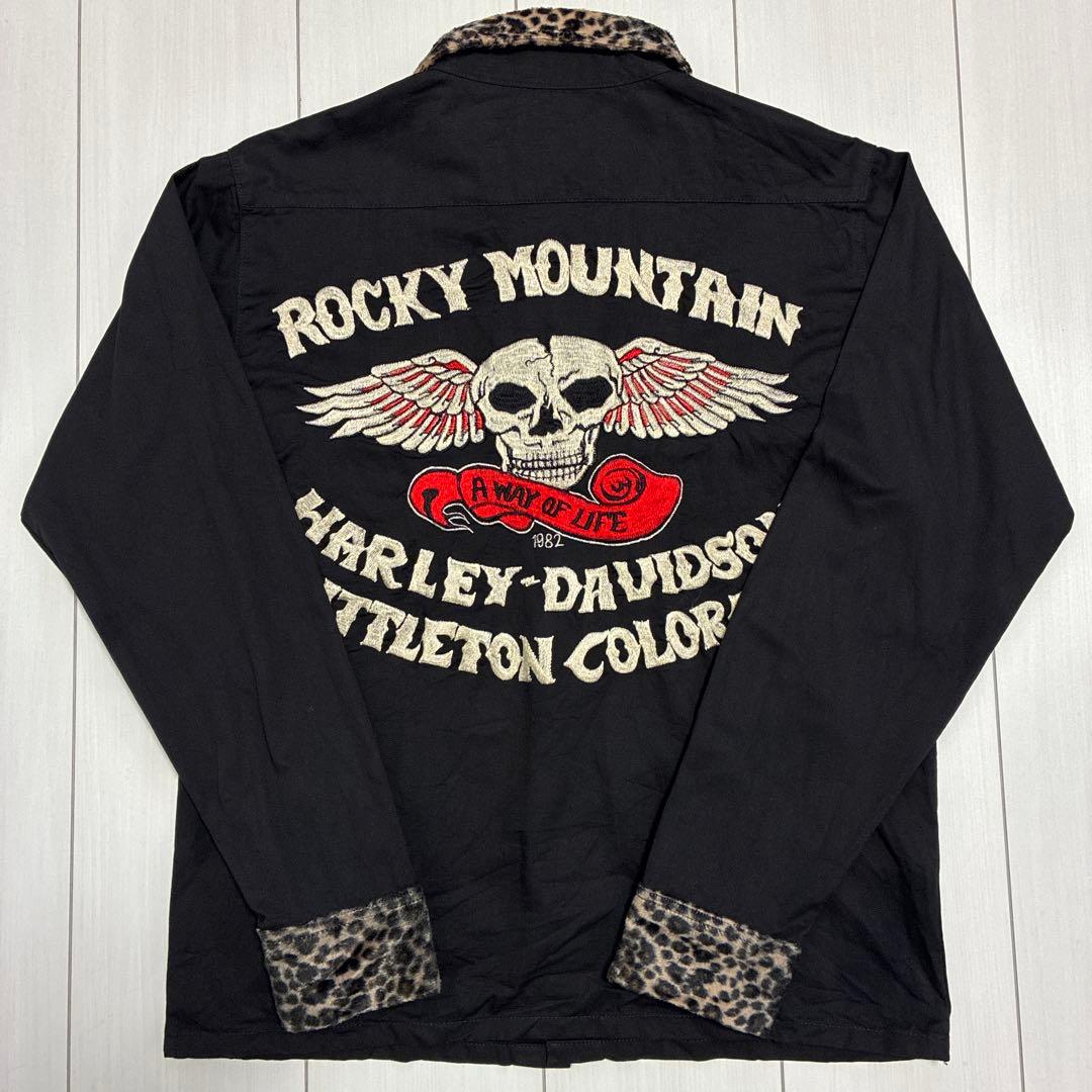 デッドストック！HARLEY-DAVIDSON スカルウイング 刺繍 長袖シャツ