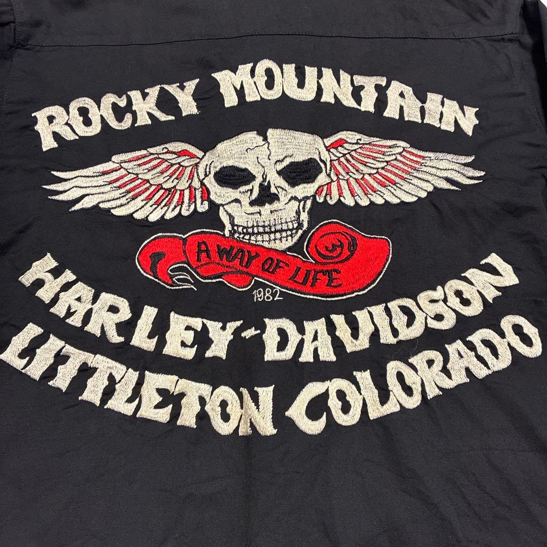 デッドストック！HARLEY-DAVIDSON スカルウイング 刺繍 長袖シャツ