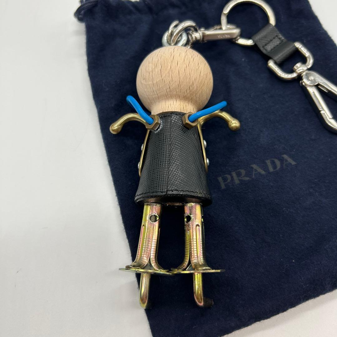 未使用品 PRADA プラダ ロボット ウッド サフィアーノ キーホルダー