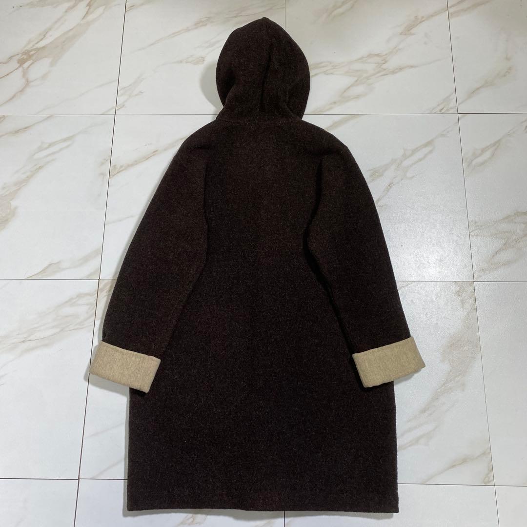 希少♡45R 縮絨ウール メルトン ダブルフェイスダッフルフーデッドコート