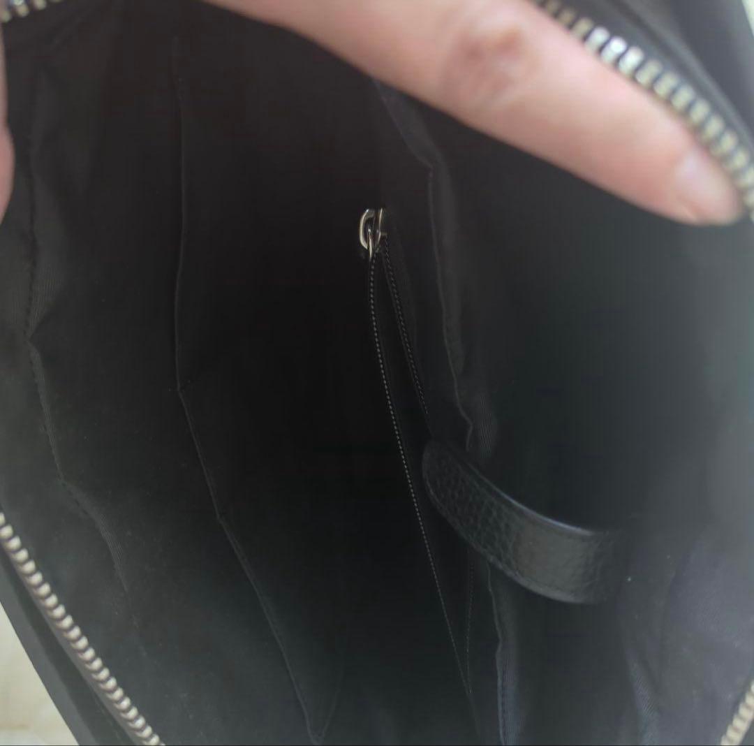 COACH ビジネスバッグ　オールレザー　黒　ブラウン　シボ加工