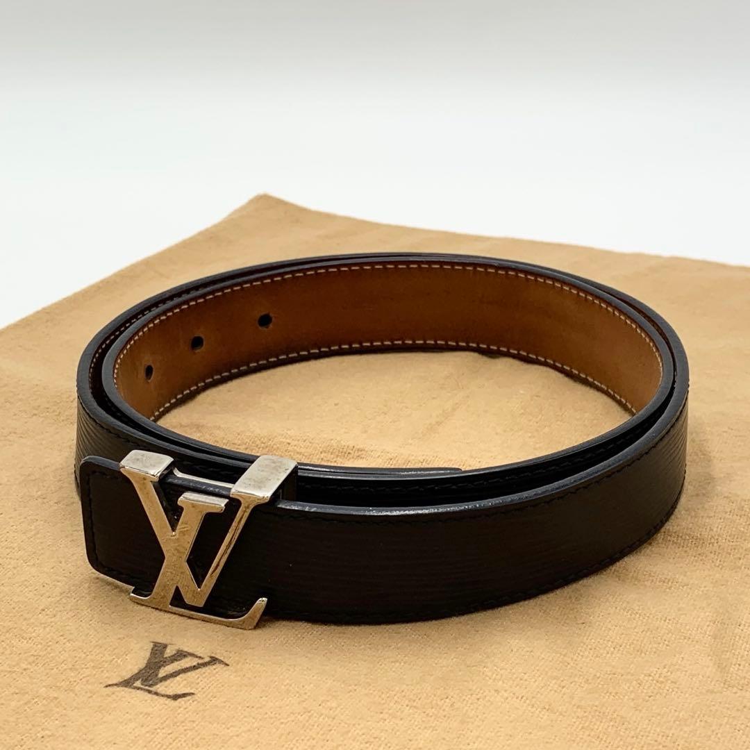 ルイヴィトン ベルト サンチュール LV イニシャル　エピ レザー ブラック