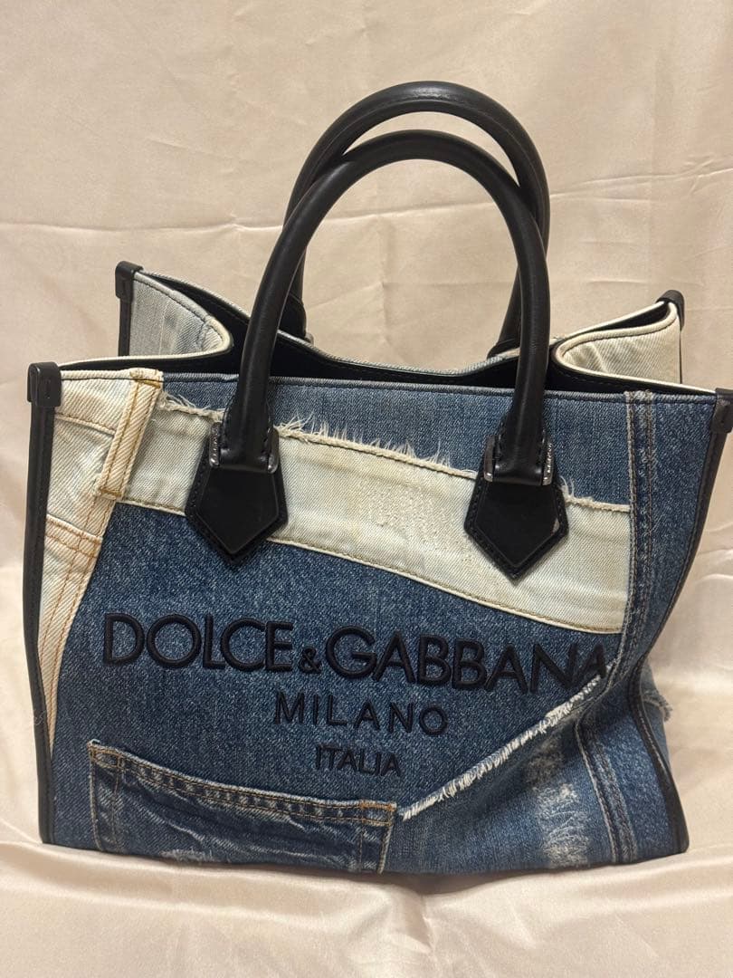 【】ドルチェ&ガッバーナ　デニムレザー ハンドバッグ