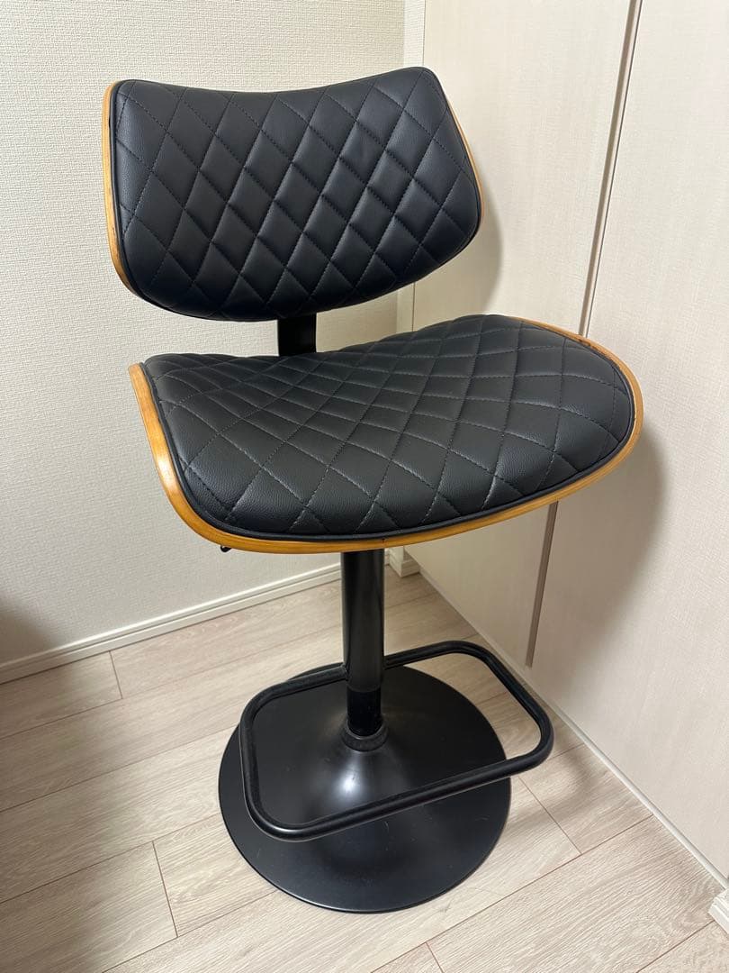 バースツール 黒 ダイヤモンドキルティング