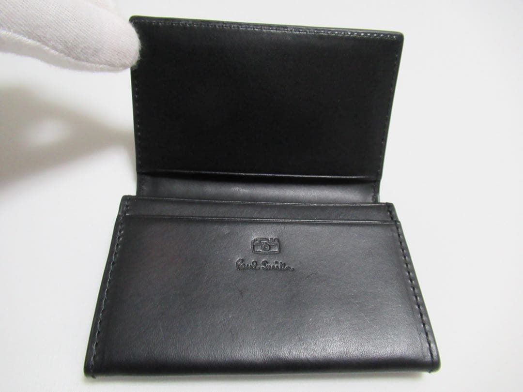 ポールスミス 新品訳あり！マルチストライプイン牛革名刺入れ カードケース 黒