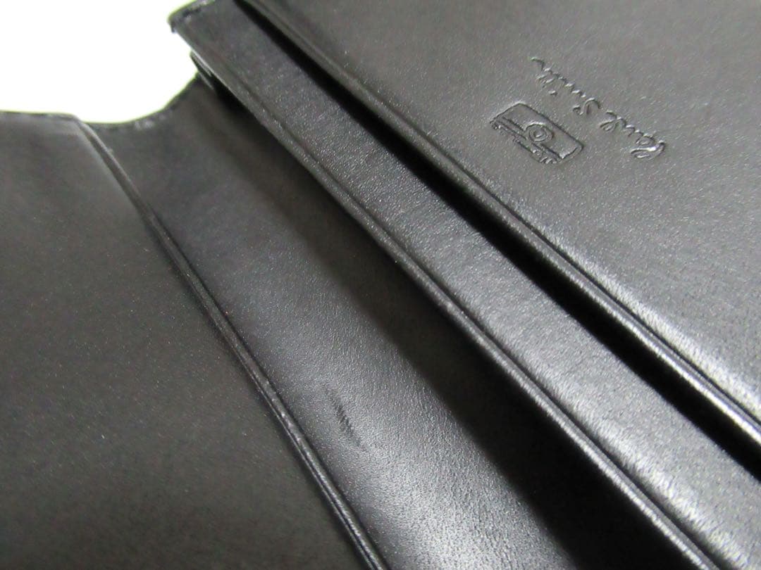 ポールスミス 新品訳あり！マルチストライプイン牛革名刺入れ カードケース 黒