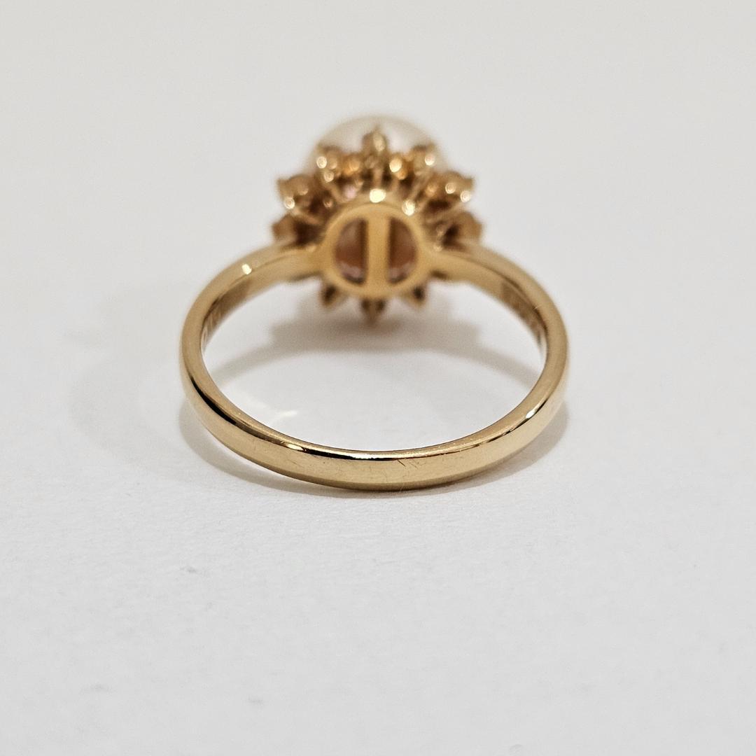 1861 タサキパールダイヤリングK18YGイエローゴールド10号8.3mm