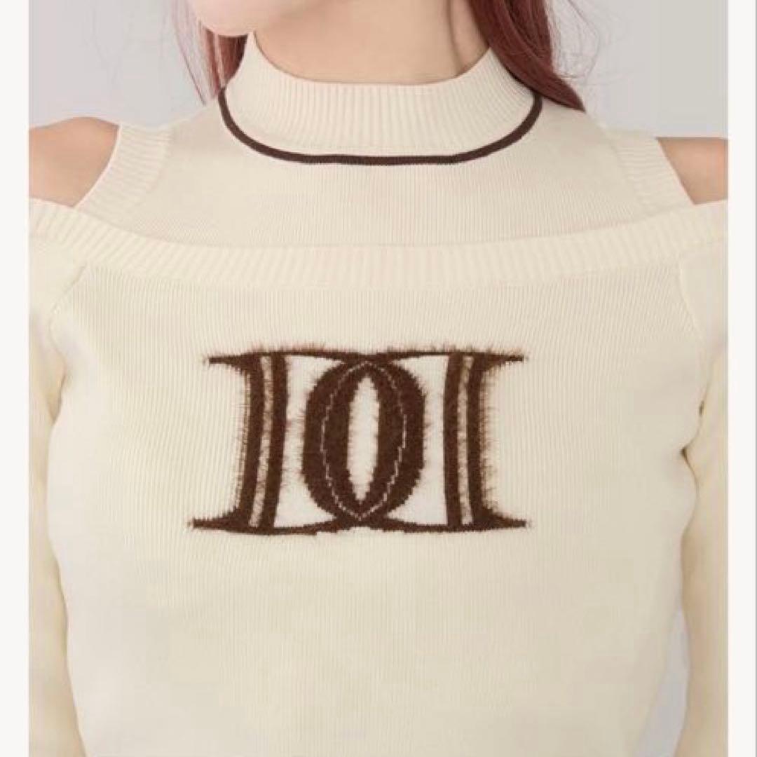 レイヤードライクロゴニットトップス　ダーリッチ