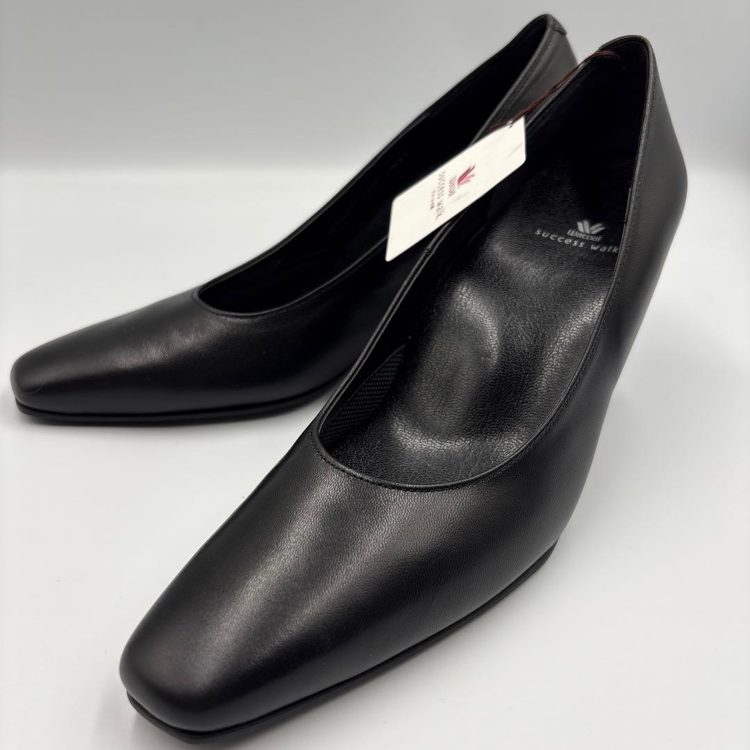 未使用✨ワコール　サクセスウォーク　ブラック　スクエアトゥ　パンプス　通勤　就活