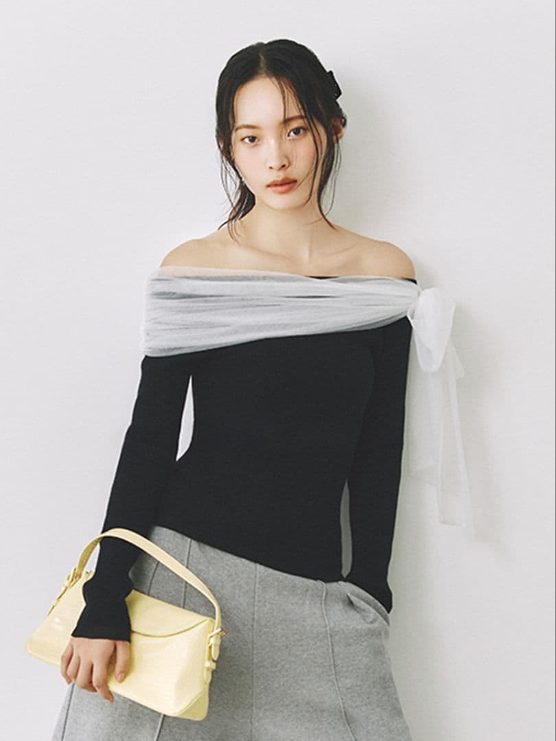 【2025AW今季新作】3wayリボンオフショルニットプルオーバー