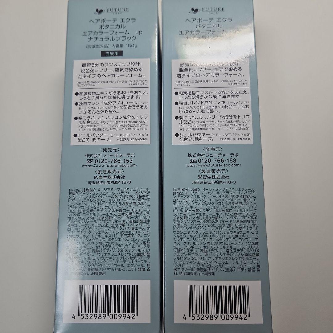 泡　白髪染め ボタニカルエアカラーフォームEX150g　ナチュラルブラック ２個