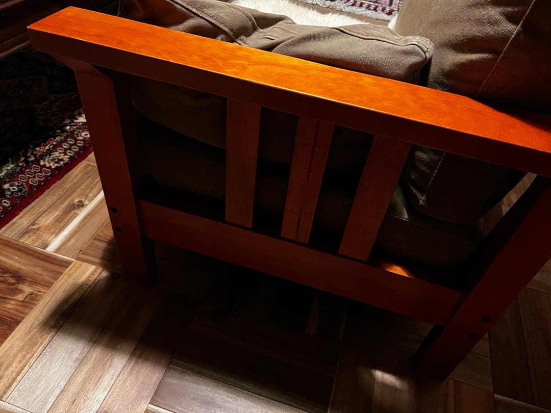 ブラウンファブリック2人掛けソファ