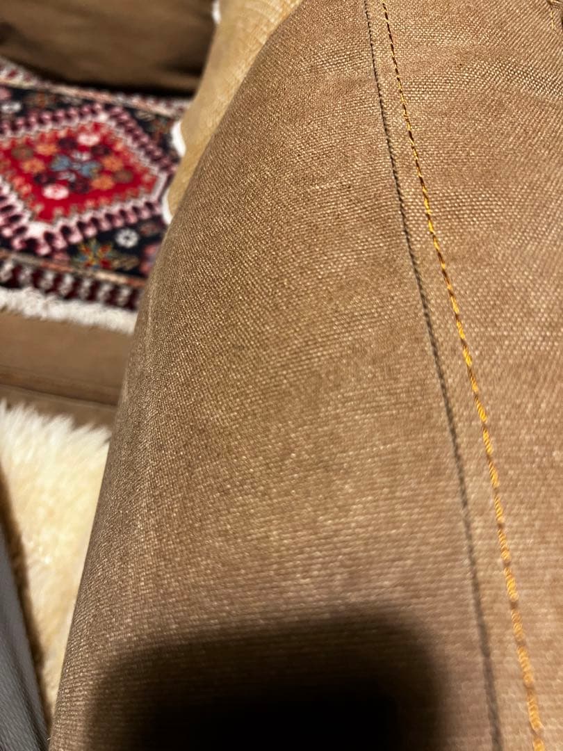 ブラウンファブリック2人掛けソファ