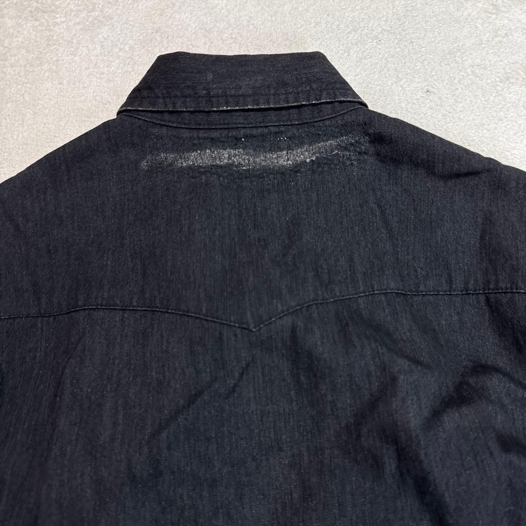 サンローラン エディ期 SAINT LAURENT クラッシュデニムシャツ 黒